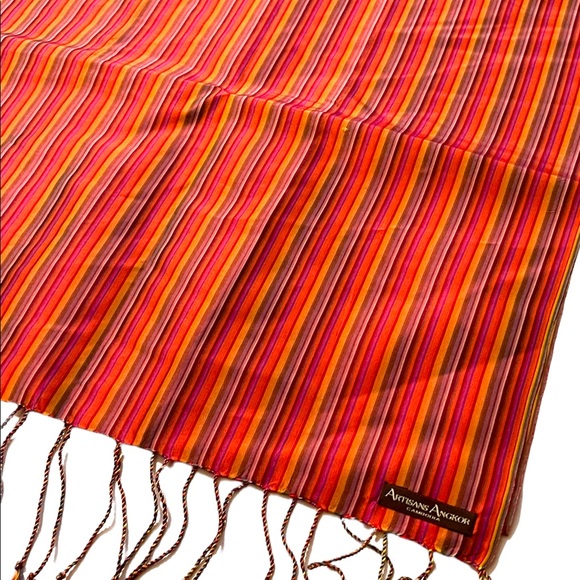 Artisans Angkor Pink stipe lovely wrap scarf - Picture 3 of 5